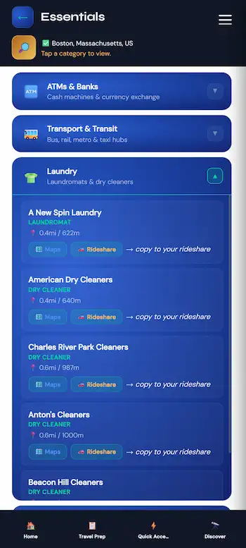 Find atms, transportation, laundry and more