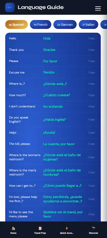 Speak popular foreign language phrases 